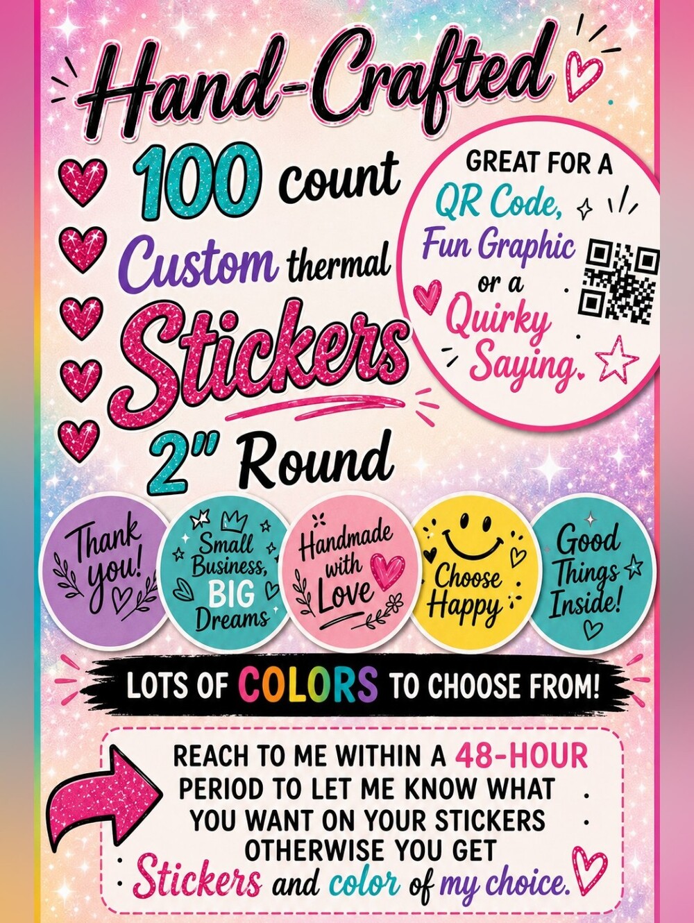 BUY NOW! 100 Thermal Stickers Available in Different Colors  2"Round QRCODE - Picture 16 of 16